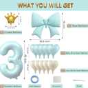 LilyZheng Baby Blue Number 3 Foil Balloon Set, 40 Inch Number Balloon with Crown, Bow & Heart Balloons for Boys and Girls 3rd Birthday, Baby Shower & Prince Party