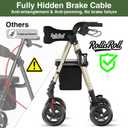 Walkers for Seniors Taller 5.3~7ft, Lightweight Foldable Rollator Walker, Built in Cable, Reinforced Aluminum Frame, 8" Big Rubber Wheels for All Terrain, 350lb Weight Capacity, Golden