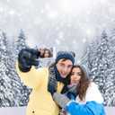 2 x Mocsicka Winter Wonderland Backdrop Winter Snowy Forest Background Frozen Trees Landscape Decoration Newborn Children Portrait Photo Studio Booth Props (8x6ft)