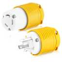 2 Pcs 30amp Female Welder L6-30P Plug & L6-30R Receptacle RV Electrical Campers 3 Prong 250V Universal Plug and Receptacle with Easy Unplug Design, ETL Listed(Yellow)