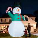 15 FT Christmas Inflatables Snowman Outdoor Decorations, Blow Up Snowman with Candy Cane Yard Decor for Garden Lawn Xmas Party