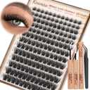 Kiromiro Wispy Lash Clusters Kit Fluffy Eyelashes Extension 10-18mm Volume Lash Clusters with Clear Bond and Seal 156pcs Thin Band Cluster Lashes Kit for Beginner