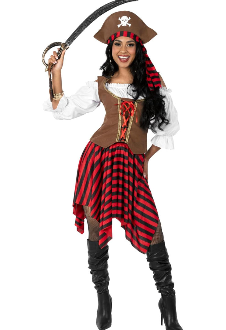 shack Women's Pirate Costume - Adult Pirate Wench Outfit for Halloween, Dress Up, Themed Parties, Cosplay S