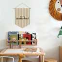 Boys Room Decor, Long Live Brotherhood Boy Nursery Linen Canvas Banner, Neutral Striped Wall Hanging Pennant Flag Banner for Boys Nursery Kids Toddler Room Bedroom Playroom Decor, 15x11in