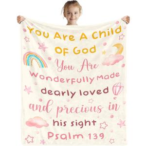 Baptism Gifts for Girls, You are a Child of God Blanket, Christian Present for Boys Girls, Godson Gifts from Godmother, Religious Birthday Baptism Inspirational Confirmation Gift, 40''x50''