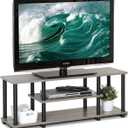 Furinno Turn-N-Tube No Tools 3D 3-Tier Entertainment TV Stand up to 50 inch TV, Round Tubes, French Oak Grey/Black