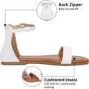Katliu Women's Ankle Strap Flat Sandals One Band Dressy Sandals Square Open Toe Sandals for Summer with Back Zipper, Size 41