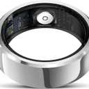 Smart Ring with Air Gesture Control, Health Tracker, 7-Day Battery, IPX8 Waterproof, Heart Rate & Sleep Monitor - Stylish Fitness Ring for Men & Women, Compatible with iOS/Android, Size 8,Silver