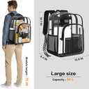 PAMANO Clear Backpack Transparent Heavy Duty Bookbag See Through Bag for College Work Travel Security, Black XL, X-Large