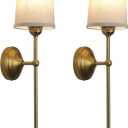Battery Operated Sconces Wall Lighting Fixture Set of 2 with Linen Fabric Shade, RGB Color Changing USB Rechargeable Wall Mounted Lamp for Living Room Bedside Nightstand Light