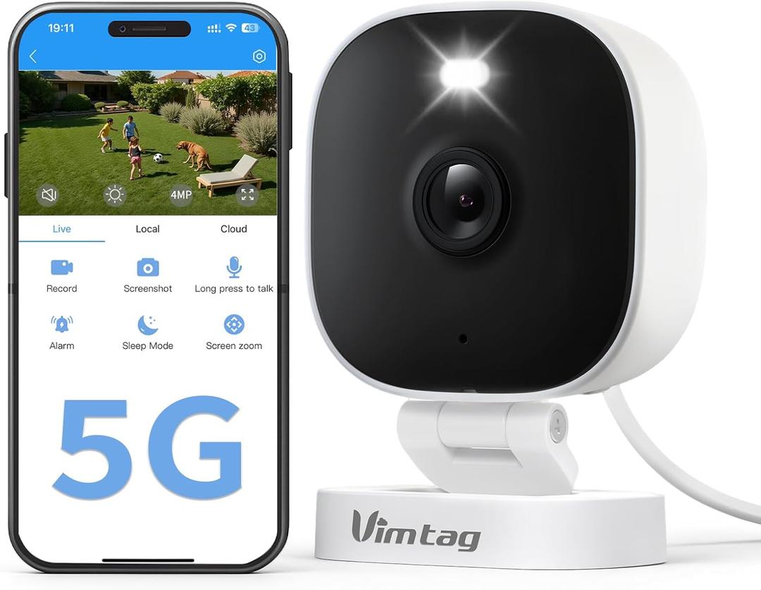 Vimtag Security Camera Outdoor 2.5K, 2.4G/5G Smart Wi-Fi Cameras for Home Security with Color Night Vision, Motion Activated Spotlight/Siren, IP66,2-Way Audio, Support Cloud/512G SD Card Storage,Wired
