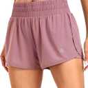 Haimont Women's Running Shorts 2 in 1 High Waisted Athletic Shorts with Drawstring Pockets 3" Compression Liner Shorts