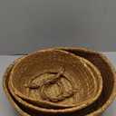 Patelai 3 Set Seagrass Belly Storage Basket Woven Plant Pot Holder with Handles for Plants Picnic Grocery Laundry(Natural Color)