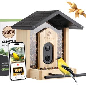 TT Nature Bird Feeder with Camera, Upgraded 1.5L Smart Birdhouse Al Identify for 10000 Plus Species, Auto Capture & Real-time Notifications, Ideal Gift for Bird Lovers (Iron Roof)