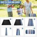 Picnic Blankets Outdoor Extra Large - 80"x80" Waterproof Beach Blanket, Machine Washable 3-Layer Foldable Park Mat with Sandproof Backing for Grass, Hiking, Travel, Concerts, Indoor (BlueStrip)
