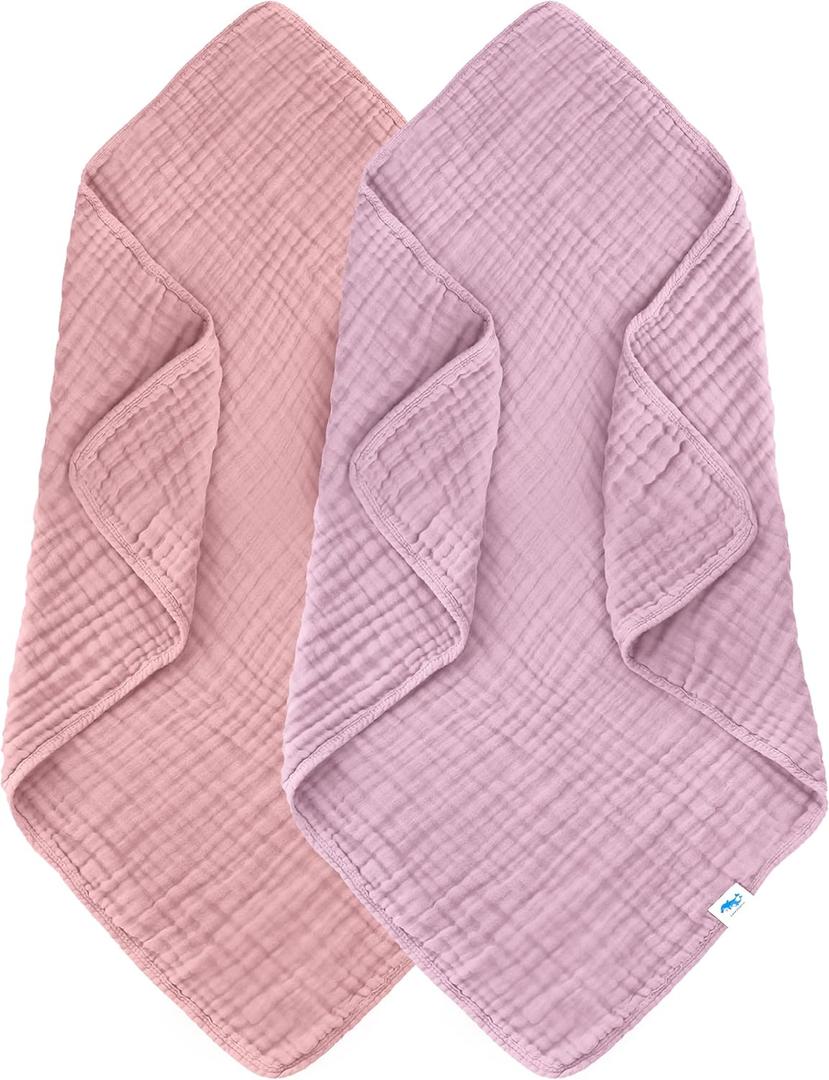SWEET DOLPHIN Muslin Baby Bath Towels Blanket - 2 Pack 100% Cotton Towel for Babies, Infants, Toddlers - 40x40Inch - Highly Absorbent, Light Sakura