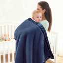 Pro Goleem Baby Boy Blanket, Fleece Baby Blankets for Boys with 2 Inch Satin Trim, Super Soft Plush Receiving Blanket for Infant Newborn, Cozy 30x40 Inch Stroller & Nursery Blanket,(Navy Blue)
