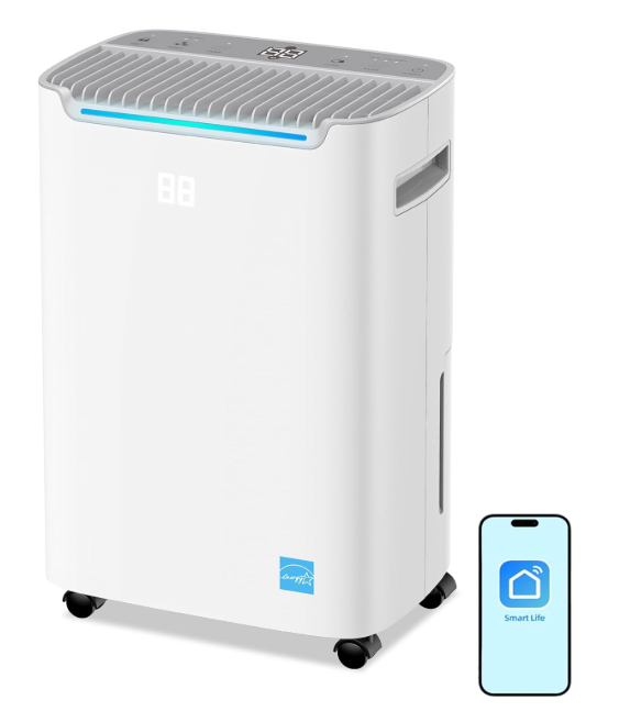 70 Pint Energy Star Dehumidifier, 4,500 Sq. Ft Quiet Smart Dehumidifier with Drain Hose, Auto Defrost, Humidity Control for Basement, Bedroom, Bathroom, Living Room & More Areas