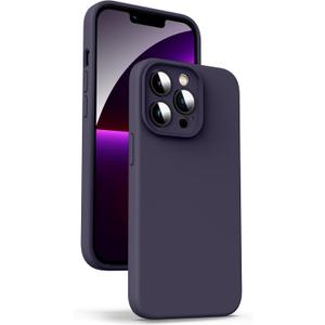 Supdeal Liquid Silicone Case for iPhone 13 Pro Max, [Camera Protection] [Anti Fingerprint] [Wireless Charging] 4 Layer Phone Case Protective Cover, Built-in Microfiber Case Cover, 6.7", Dark Purple