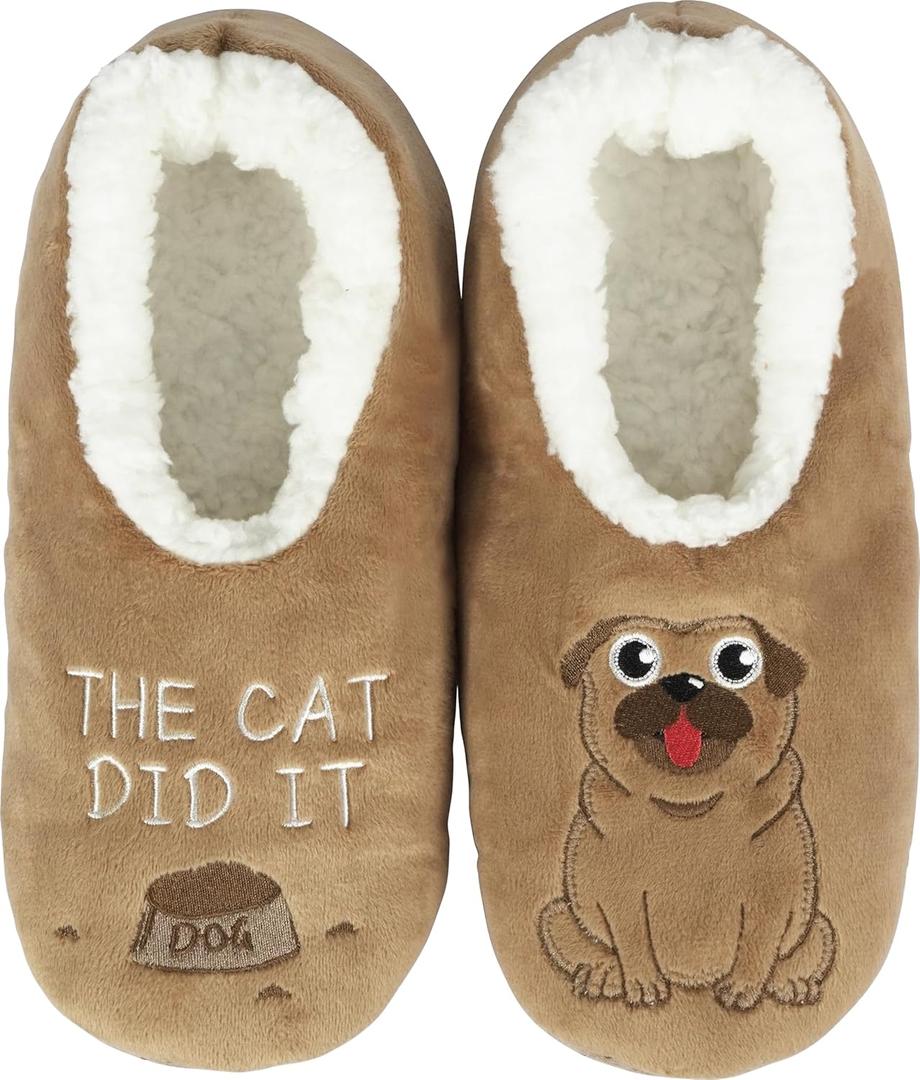 BenSorts Fuzzy Slipper Socks for Women Funny House Slippers with Grips (L)