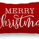 Red Christmas Lumbar Pillow Cover 12x20 Inches for Xmas Decorations Merry Christmas Throw Pillow Covers Winter Holiday Cushion Case Decoration for Sofa Couch