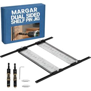 Upgraded 5mm Shelf Pin Jig, Shelf Hole Jig with 1/4" and 5mm Self Centering Drill Bits, Adjustable Shelf Pin Drilling Jig with Indexing Pin, ABS Transparent Plate, Enhanced Durability