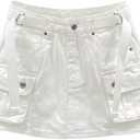 Kinghua Womens Mini Cargo Skirt Low Waist Y2k Short Denim Jean Skirt S