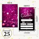 2 x Birthday Invitations - Pink Purple Glitter Bday Invites with Envelopes(25-Count) - Let's Celebrate 30th Fill-in Invite Cards for Party Supplies Favors Decorations - F11