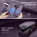 Defencase for iPhone 17 Magnetic Wallet Case Compatible with Magsafe with RFID Blocking Zipper Pocket & Card Holder for Women Men PU Leather Strap Detachable Case for iPhone 17 (6.3 inch), Purple