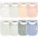 KeaBabies 8-Pack Baby Bibs for Boys, Girls - Pullover Bibs for Drooling Teething Baby Girl & Boy Toddler, Newborn, Soft & Absorbent, Cute Colors, Large Torso Coverage Keep Infant Clean & Dry (Fleur)