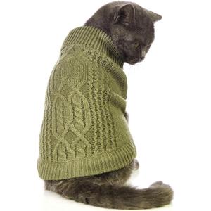 Stretchy Cat Sweater - 17 Colors & 6 Sizes | Snug Winter-Ready Knit for Boy/Girl Cats & Kittens (Olive Green, X-Small)