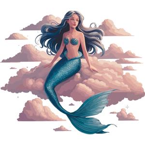 Mermaid Beautiful Siren Mermaid Silhouette Cartoon Wall Decal Wall Dcor Vinyl Sticker Size: 20 x 20