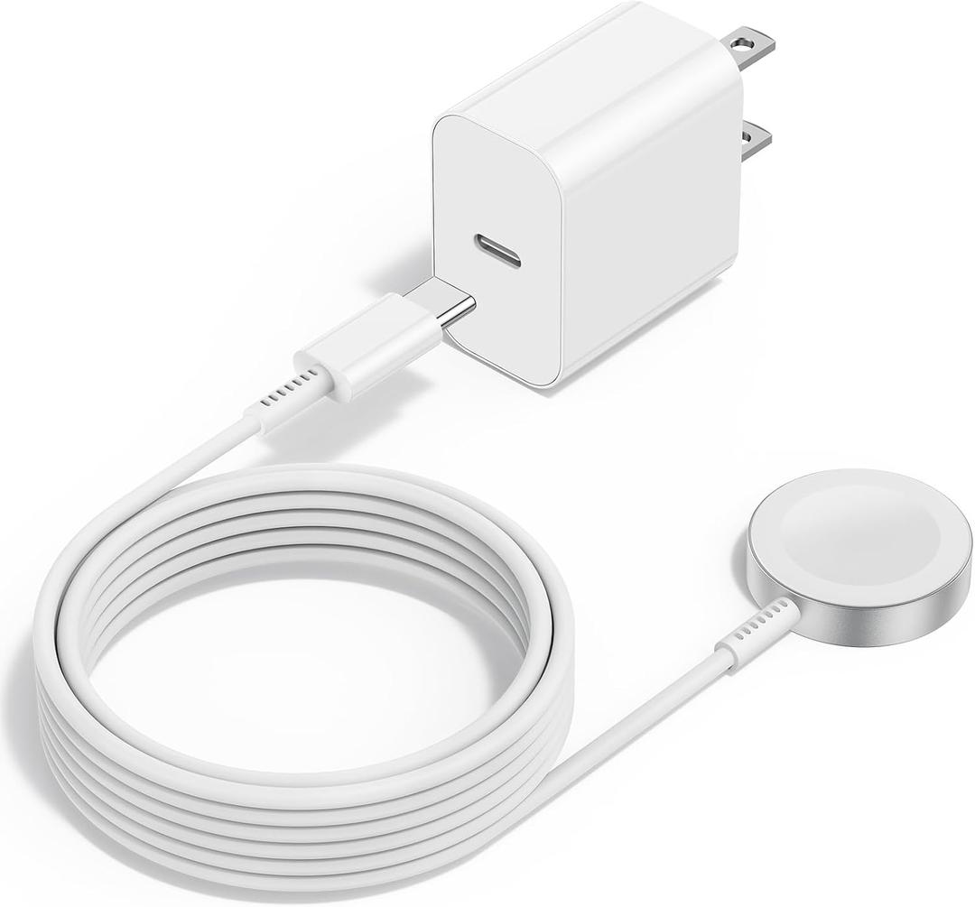 Upgraded Apple Watch Charger, iPhone Watch Charger, Magnetic iWatch Fast Charger to USB C Cable 3ft with USB C Charger Block for iWatch Series Ultra/9/8/7/6/SE/SE2/5/4/3 (White)