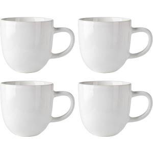 AmorArc 12oz Coffee Mugs Set of 4, Ceramic Coffee Mugs for Man,Woman,Dad,Mom, Modern Coffee Mugs with handle for Latte/Cappuccino/Cocoa. Dishwasher&Microwave Safe, Reactive White