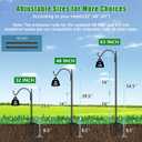 FEED GARDEN Adjustable Outdoor Shepherd Hook Bird Feeder Pole with 5 Prongs Base, 60 Inch Tall 5/8 Inch Thick, Heavy Duty Shepard Hook Stand for Hanging Bird Feeders, Plant Baskets, Black (1 Pack)