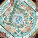 Blue Chinoiserie Mahjong Mat 31.5" x 31.5", Vintage Blue Oriental Non-Slip Noise Reduction Mahjong Table Cover Accessories and Supplies for Dominoes Poker Card Board and Tile Games Gifts