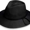Wallaroo Hat Company Womens Victoria Fedora  UPF 50+ UV Protection, Wide Brim, Medium Size, Packable & Adjustable Sun Hat (Black)