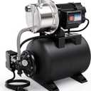 Acquaer 1.6 HP Shallow Well Pump with Pressure Tank, Stainless Steel, 1320 GPH 115V Automatic Water Booster Jet Pump for Home, Garden, Lawn