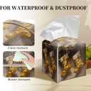 Grace Yonks Christmas Tissue Box Cover Square, Golden Stockings Hanging Design Cube Case for Facial Tissues, 5.2" PU Leather. (098)