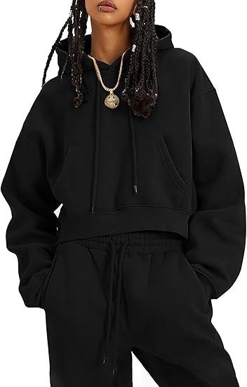 Flygo Womens Fleece 2 Piece Outfits Sweatsuit Crop Pullover Sweatshirt Joggers Pants Tracksuit Set. Size M.