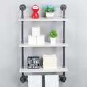 MBQQ Industrial Shelving,Bathroom Shelves with Towel bar,24in Rustic Metal Pipe Floating Shelves Pipe Wall Shelf,3 Tier Industrial Shelf Wall Mounted,Retro White