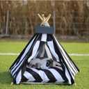 Dog Bed Tent,Portable Pet Tent for Cats or Small Dogs,Removable & Washable,Indoor Dog House with Thick Cushion,Cat Tents for Indoor Cats,Soft,Cozy,Pet Teepee,Dog Cabana Outdoor(White&Black)