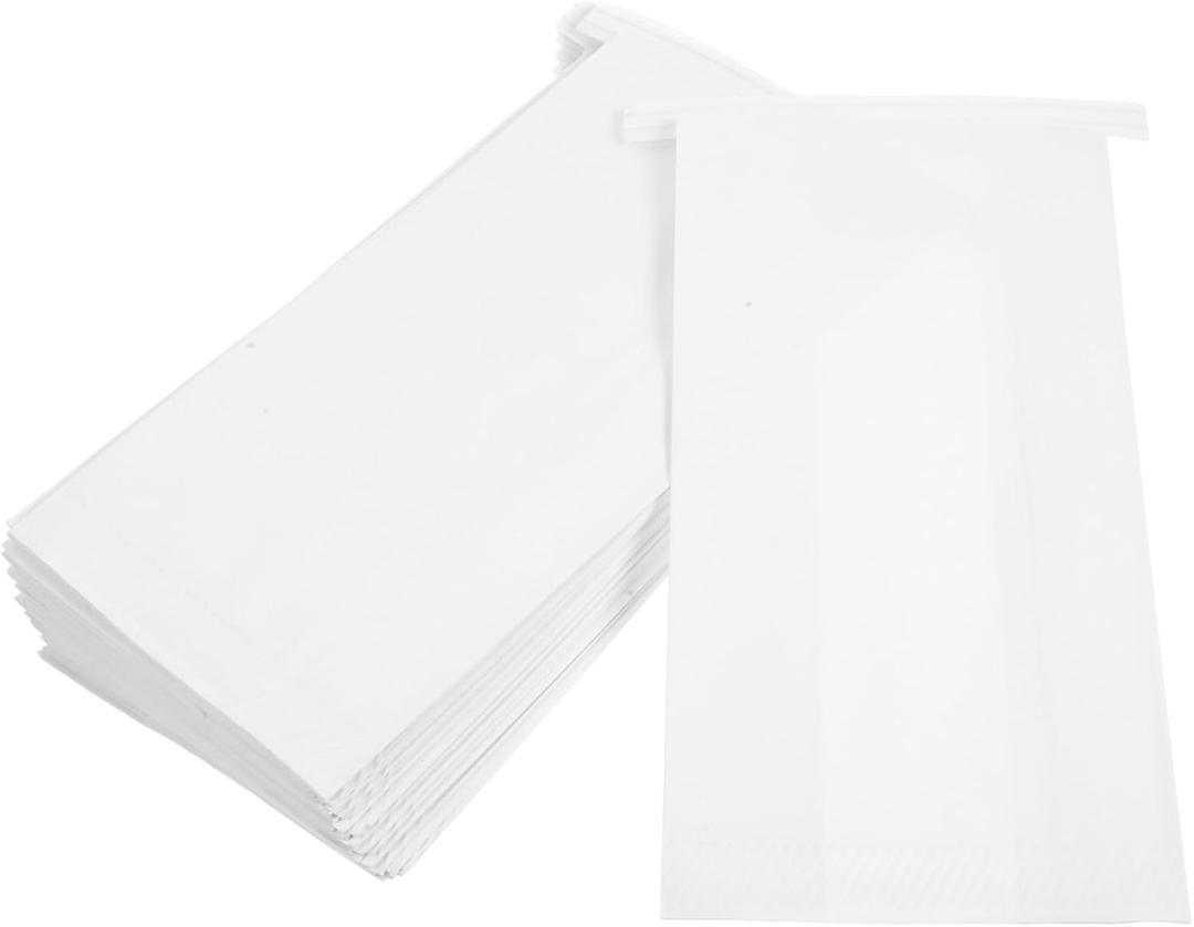 NOLITOY 25Pcs Paper Sandwich Bags Greaseproof Bakery Bags with Seal for Cookies Snacks and Durable White Kraft Paper