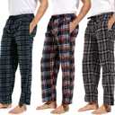 DG Hill 1Pack or 3Pack Mens PJ Pajama Pants Bottoms Fleece Lounge Pants Sleepwear Plaid PJs with Pockets Microfleece (Small, 3pack-multi/Blue&green/Gray)