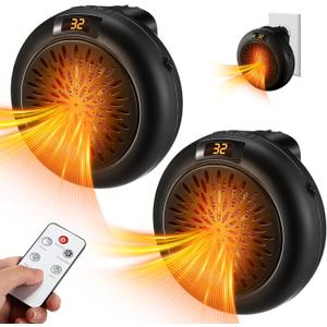 Meonum 2 Pack Small Space Heater, 500W Portable Electric Small Heater with Adjustable Thermostat and Timer, Overheat Protection and LED Display, Quiet Space Heater for Office Desk Indoor Use(Black)