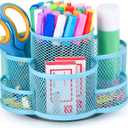 Topwey Pen Holder for Desk, Rotating Pencil Holder, Cup Holder for Desk Office, Pen Organizer (Sky Blue)