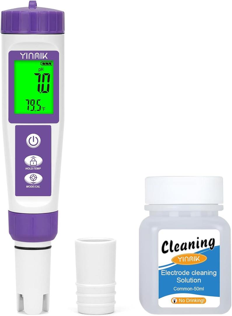 Hydrogen Water Tester, TDS Meter Digital Water Tester, ORP Meter for Drinking Water, YINMIK 6 in 1 pH Meter for Kombucha, PPM pH EC Tester for Hydroponic, H2 Meter for Hydrogen Water Tablet