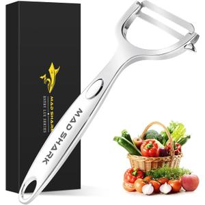 MAD SHARK Ultra Sharp vegetable peelers for kitchen  10 Years No-Rust Stainless Steel Serrated Potato Peeler Easy to Use Y Peeler with Durable Non-Slip Ergonomic Grips for Carrots, Fruits, Veggie (Sliver)