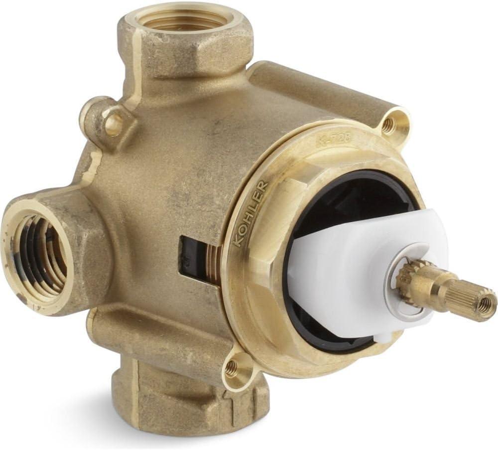KOHLER 728-K-NA MasterShower 3/4" 2- or 3-Way Transfer Valve, Shower Valve, Single-Handle Operation, One 3/4" NPT Inlett Connection and three 1/2" NPT Outlet Conncections