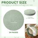 13 Inch Round Woven Placemats Set of 24 Braided Boho Place Mats Straw Non Slip Heat Resistant Mats Rustic Dinner Table Chargers for Wedding Party Home Dining Centerpiece(Sage Green)